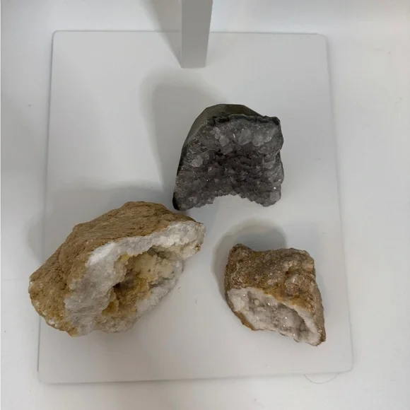 Natural Geode Quartz Crystal Cluster Lot – White & Gray Stones Home Decor - Picture 2 of 2